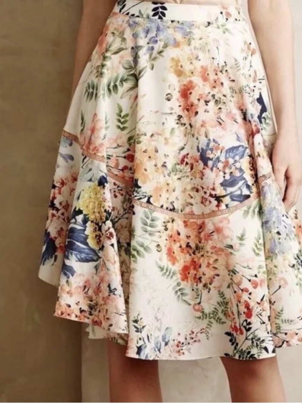Anthropologie Ranna Gill Flouncy Floral A-Line Skirt